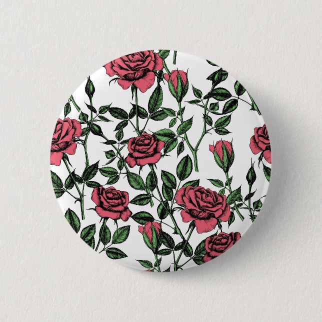 Roses pattern 6 cm round badge (Front)