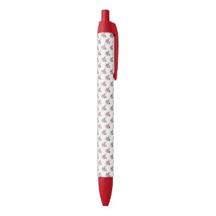 Roses pattern blue ink pen