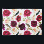 Roses Pattern Floral Flowers Boho Burgundy Tea Towel<br><div class="desc">Roses Pattern Floral Flowers Boho Burgundy</div>