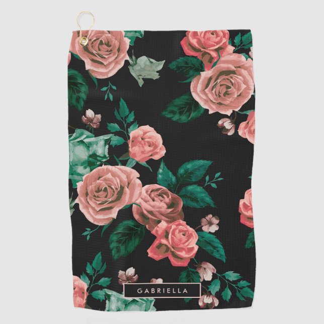 Roses Pattern Golf Towel (Front)