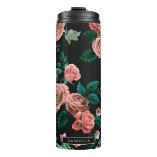 Roses Pattern Thermal Tumbler