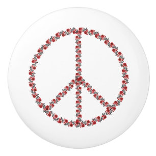 Roses Peace Sign Ceramic Knob