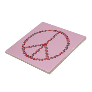 Roses Peace Sign Ceramic Tile