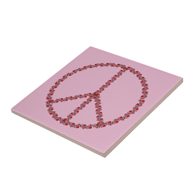 Roses Peace Sign Ceramic Tile (Side)