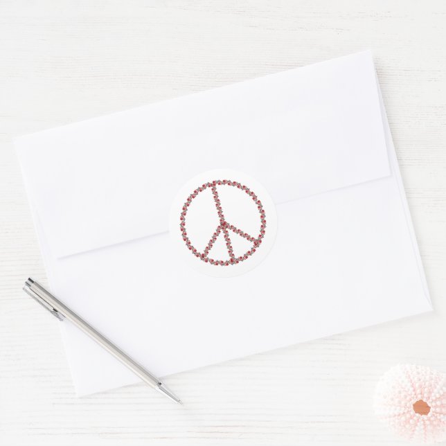 Roses Peace Sign Classic Round Sticker (Envelope)