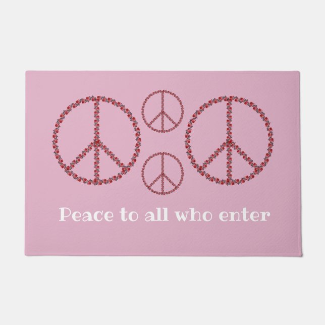Roses Peace Sign Doormat (Front)