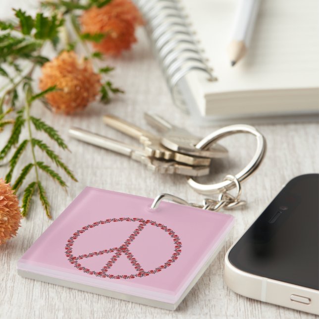 Roses Peace Sign Key Ring (Front Right)