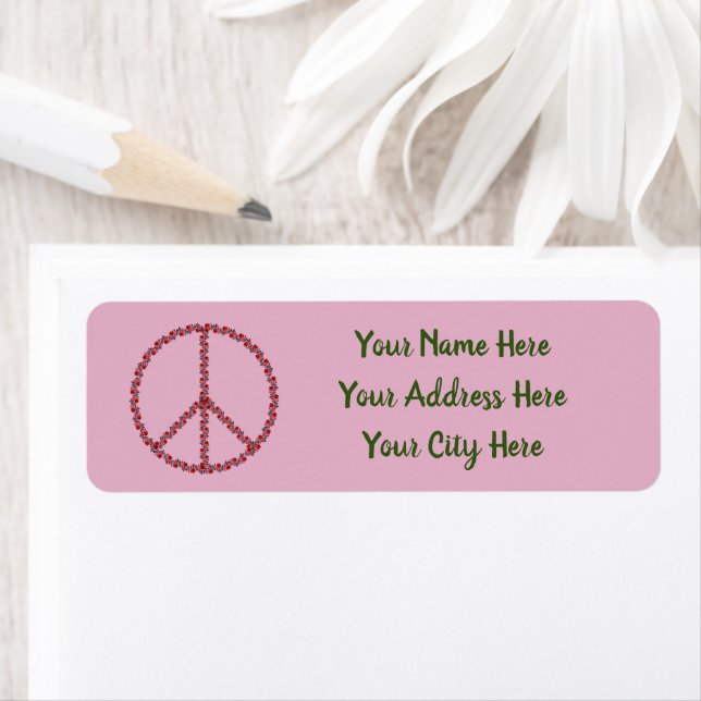 Roses Peace Sign Return Address Label (Insitu)