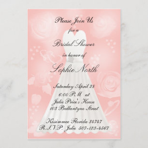 Roses Peach Bridal Shower Invitation