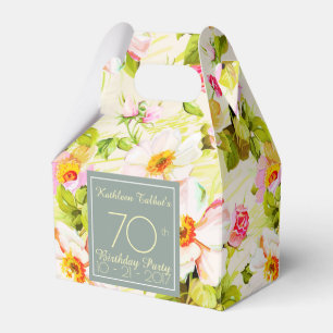 Roses Peonies 70th Birthday Thank You Favour Box
