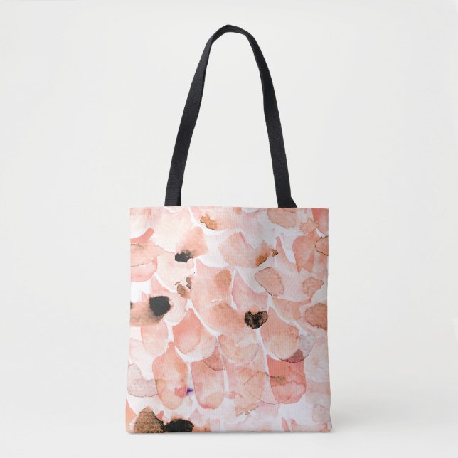 Roses, peony, and leaves, watercolor pattern. tote bag (Front)