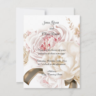Roses Peony Soft Colour Palette Wedding Invitation