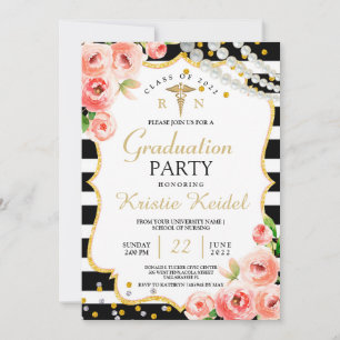 Roses & Perl Nursing School Graduation Invitation