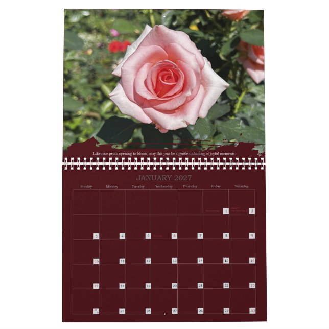 Roses Photography Inspirational Quote Calendar (Jan 2027)