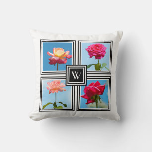 Roses photos framed template - Letter Monogram Cushion