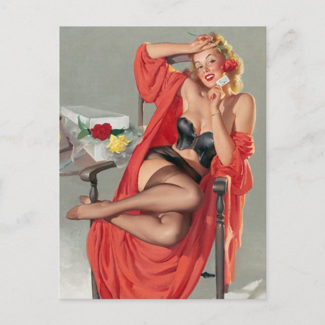 Roses Pin Up Postcard (Front)