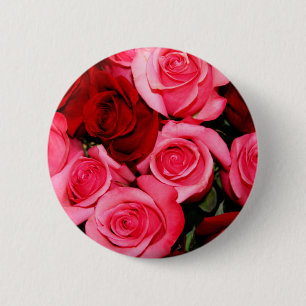 Roses, Pink and Red 6 Cm Round Badge