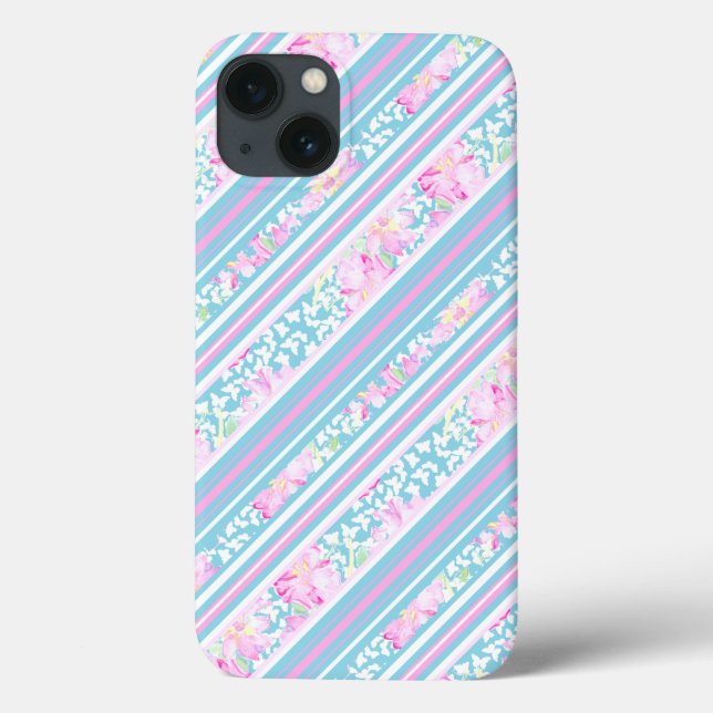 Roses Pink Blue Stripes Samsung Galaxy Note 4 Case (Back)