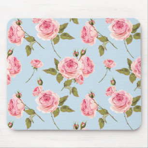 Roses & Polka Dots Pattern Mouse Pad