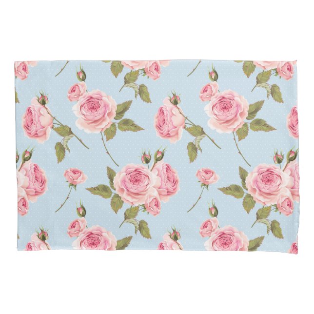 Roses & Polka Dots Pattern Pillowcase (Front)