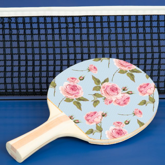Roses & Polka Dots Pattern Ping Pong Paddle (Insitu)