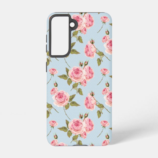 Roses & Polka Dots Pattern Samsung Galaxy S21 Case (Back)