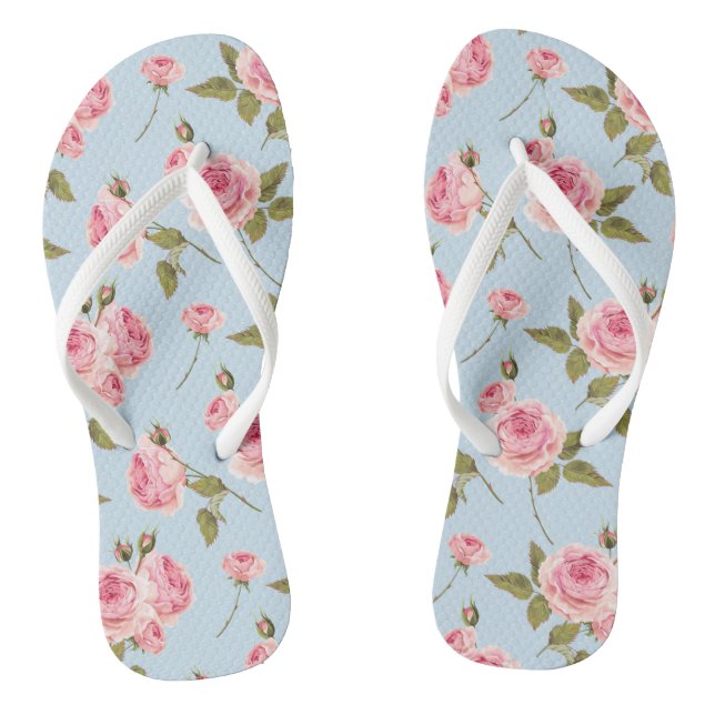 Roses & Polka Dots Pattern Thongs (Footbed)