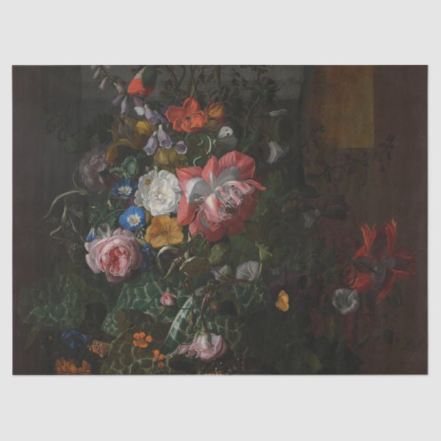Roses Poppies and Other Flowers - Rachel Ruysch Tissue Paper (Front)