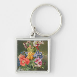 Roses, Poppy and Pelargonia Key Ring