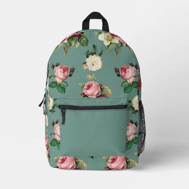 Roses Printed Backpack (Front)