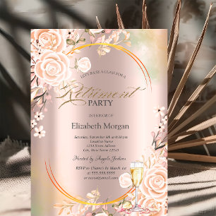 Roses Prosecco Petals Rose Gold Invitation