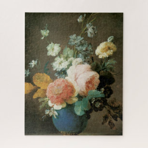 Roses, Ranunculus and Other Flowers in a Blue Vase Jigsaw Puzzle