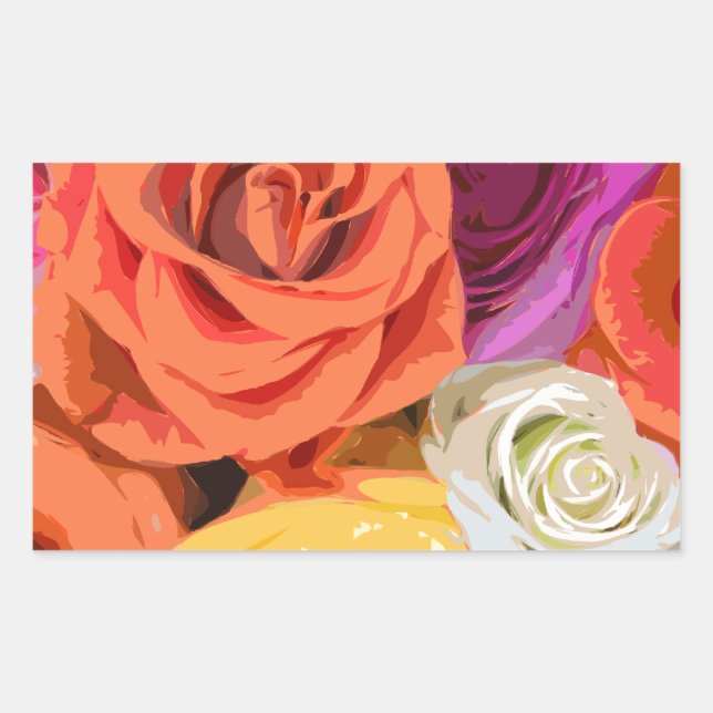 Roses Rectangular Sticker (Front)