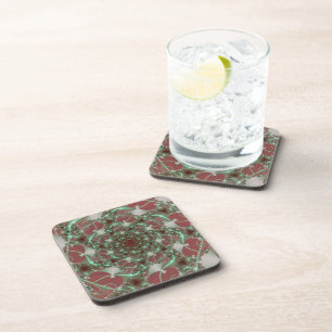 Roses Red and Green Fractal Art Coaster