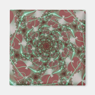 Roses   Red and Green Fractal Art Magnet