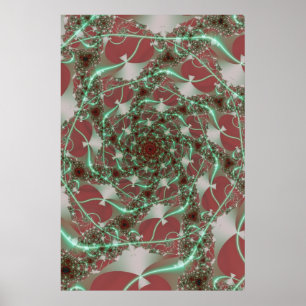 Roses   Red and Green Fractal Art Poster