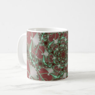 Roses   Red and Green Fractal Art Wrap Coffee Mug