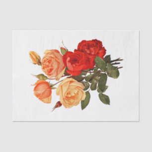 Roses Red Peach Orange Flowers Floral Tissue Paper
