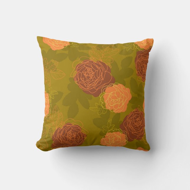 Roses retro colours  cushion (Front)