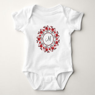 Roses ring Personalised Monogram Initial Baby Bodysuit