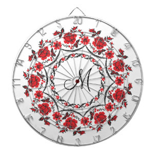 Roses ring Personalised Monogram Initial Dartboard