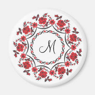 Roses ring Personalised Monogram Initial Magnet