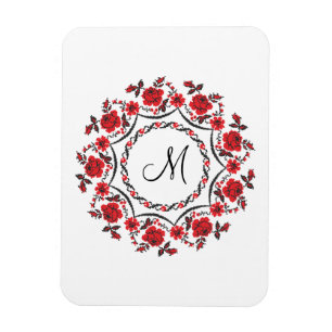 Roses ring Personalised Monogram Initial Magnet