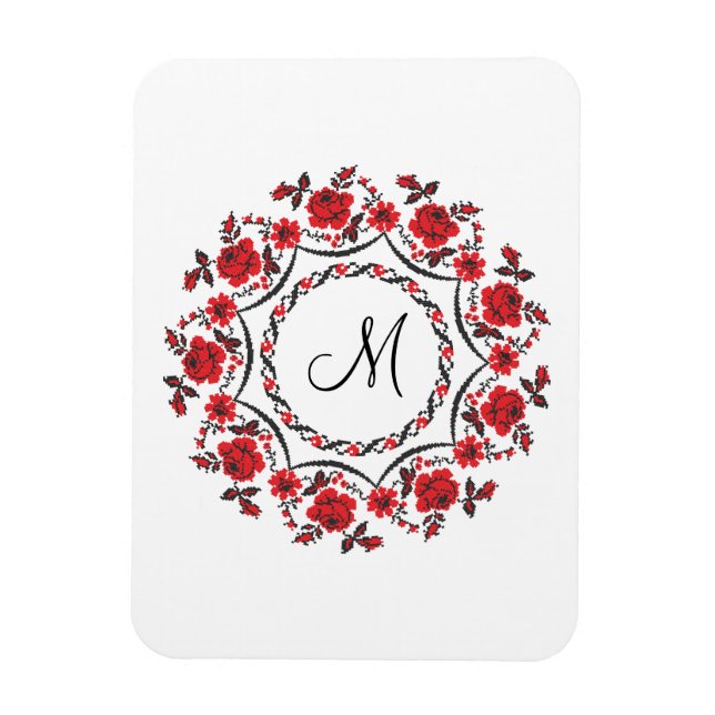 Roses ring Personalised Monogram Initial Magnet (Vertical)