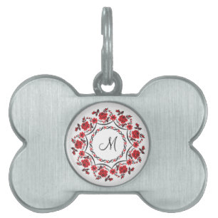 Roses ring Personalised Monogram Initial Pet Name Tag