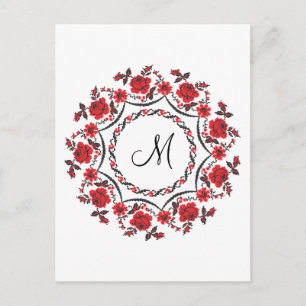 Roses ring Personalised Monogram Initial Postcard