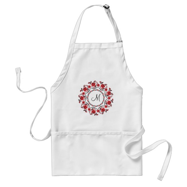 Roses ring Personalised Monogram Initial Standard Apron (Front)