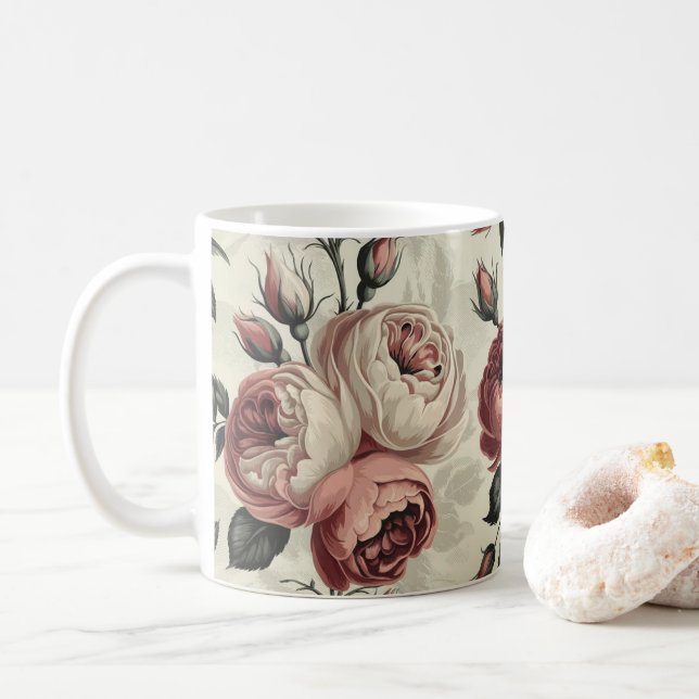 roses romantic coffee mug (With Donut)