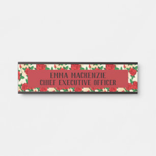Roses Rose Elegant Office Name Plate Door Sign