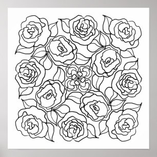 Roses Roses Roses You Colour Floral Poster